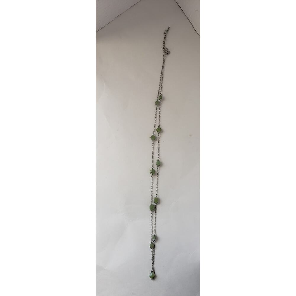 Charming Charlies Silver Toned Chain with Mint Green Stones Necklace